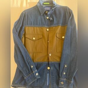 Scotch & Soda Mens Denim and Mixed Material Button-Up Shirt